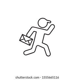 Mail courier icon. Thin line for web and mobile, modern minimalistic flat design. Vector abstract logo or emblem.