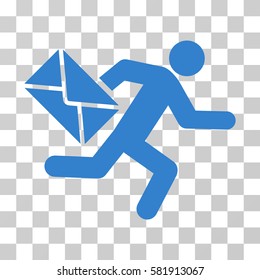 Mail Courier vector icon. Illustration style is a flat iconic cobalt symbol on a transparent background.