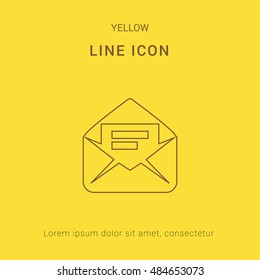 Mail Cute yellow thin line icon / logo Design