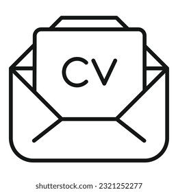Vector de contorno de icono de Cv de correo. Trabajo humano. Buscar trabajo