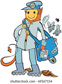 The mail daemon, a postman wearing a smiley mask