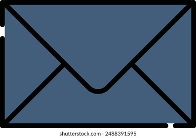 Mail dark solid icon vector with black outline