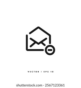 Mail Delete Icon. Editable Stroke