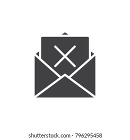 Mail delete icon vector, filled flat sign, solid pictogram isolated on white. Remove email envelope symbol, logo illustration.