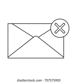 Mail deleted icon in outline style vector illustration for design and web isolated on white background. Mail deleted vector object for label and advertising