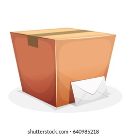 Mail Delivery With Cardboard And Envelope.
Illustration of a cardboard box with mail letter, for shipping and delivery services