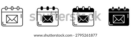Mail delivery date icon vector. Postal schedule illustration sign. Delivery time symbol. Shipping calendar logo or mark.