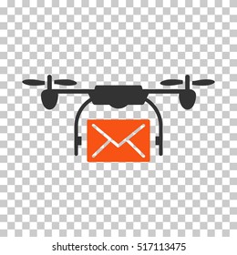 Mail Delivery Drone EPS vector pictogram. Illustration style is flat iconic bicolor orange and gray symbol.