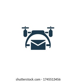 Mail delivery drone icon. Cargo shipping, parcel delivery with quad copters. Innovative design concept for web and mobile design.