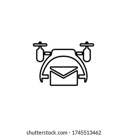 Mail delivery drone icon. Cargo shipping, parcel delivery with quad copters. Innovative design concept for web and mobile design.