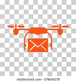 Mail Delivery Drone icon. Vector illustration style is flat iconic symbol, orange color, transparent background. Designed for web and software interfaces.