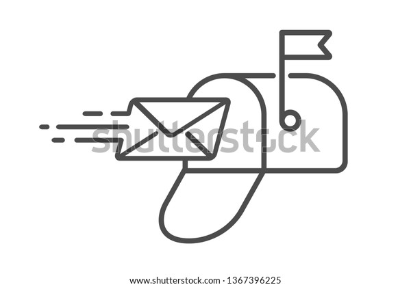 Mail\
delivery icon, Envelope entering open\
mailbox