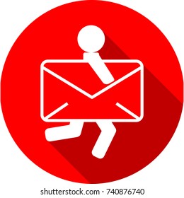 mail delivery icon. envelope and person icon