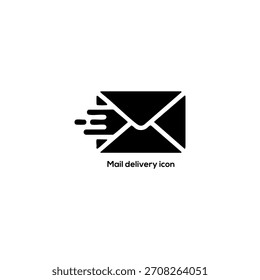 Icono de entrega de correo con sobres voladores y líneas de velocidad, que representa correo electrónico, mensaje, comunicación, envío y servicio rápido