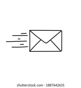 Mail delivery letter icon. Vector envelope symbol in doodle style.