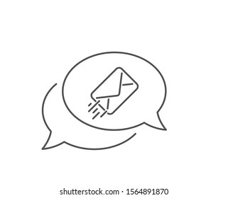 Mail delivery line icon. Chat bubble design. Message correspondence sign. E-mail symbol. Outline concept. Thin line e-mail icon. Vector