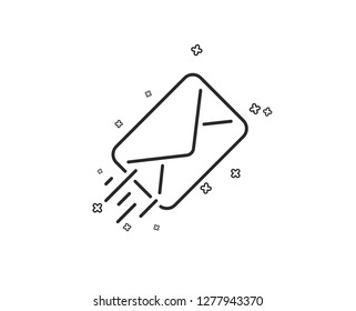 Mail delivery line icon. Message correspondence sign. E-mail symbol. Geometric shapes. Random cross elements. Linear E-mail icon design. Vector