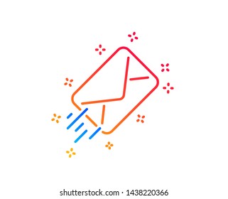 Mail delivery line icon. Message correspondence sign. E-mail symbol. Gradient design elements. Linear e-mail icon. Random shapes. Vector