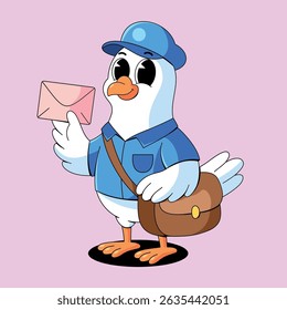 Mail Delivery Pigeon Cartoon Illustration