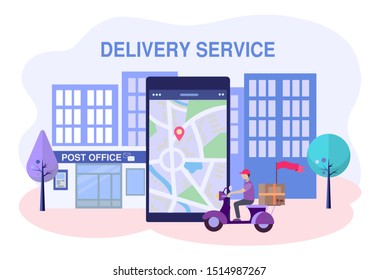 Mail delivery service, express delivery and navigation of electronic devices. Modern mail concept vector illustration.