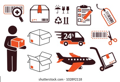 Mail delivery, transportation symbols