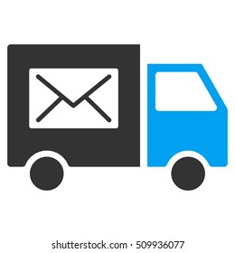 Mail Delivery Van vector pictogram. Illustration style is a flat iconic bicolor blue and gray symbol on white background.