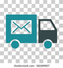 Mail Delivery Van vector pictograph. Illustration style is a flat iconic bicolor soft blue symbol on a transparent background.