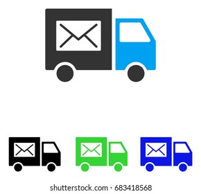 Mail Delivery Van vector pictograph. Illustration style is a flat iconic colored symbol with different color versions.