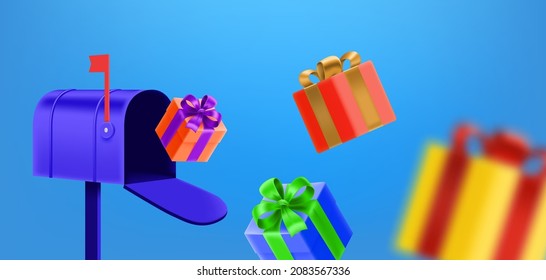 Mail delivery vector concept with gift boxes