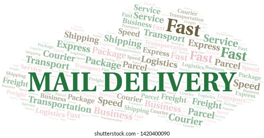Mail Delivery word cloud. Wordcloud made with text only.