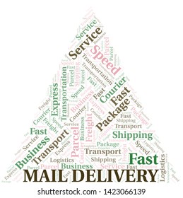 Mail Delivery word cloud. Wordcloud made with text only.