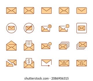 Mail design icons set. Thin line vector icons for mobile concepts and web apps. Premium quality icons in trendy flat style. Collection of high-quality color outline logo
