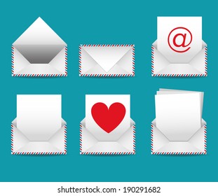 Mail design over blue background, vector illustration