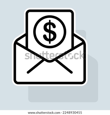 Mail with dollar line icon. Installment plan, mortgage, securities, documents, money, credit, contract, banking system. Banking concept. Vector sticker line icon on white background