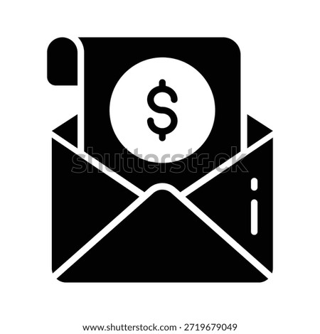Mail with dollar representing business communication glyph icon