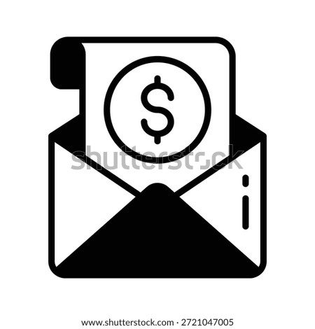 Mail with dollar representing business communication glyph icon