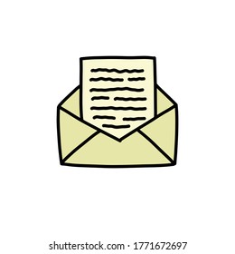 icono de doodle de correo, ilustración vectorial