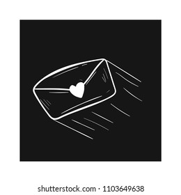 mail doodle icon vector letter flat black