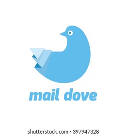 Mail dove logo design flat bird delivery, flight dove insignia, animal bird logo identity, elegant wild dove postal mail dove vector illustration