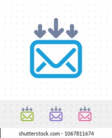 Mail & Down Arrows - Zap Duo Icons. A professional, pixel-aligned icon.