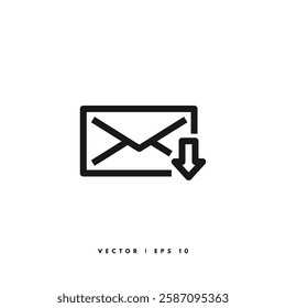 Mail Download Icon. Editable Stroke