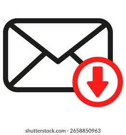 Mail download icon. Envelope arrow symbol. Receive message Vector. Bold email graphic.