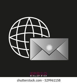 mail, earth, icon, vector illustration, eps10,