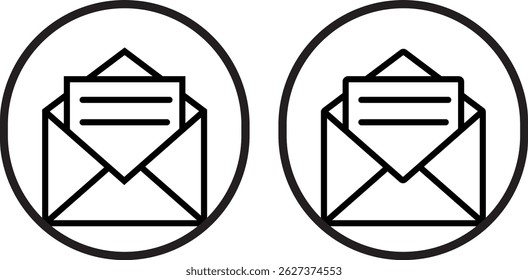 Ícone de email, email e envelope preto definido . Vetor do ícone de e-mail para ilustração
