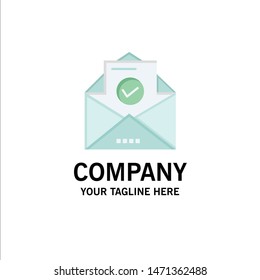 Mail, Email, Envelope, Education Business Logo Template. Flat Color. Vector Icon Template background