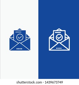 Mail, Email, Envelope, Education Line and Glyph Solid icon Blue banner