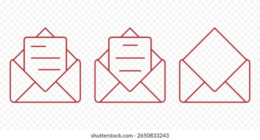 Conjunto de ícones de email, email e envelope. Ícone Correio. Assinatura de email. Conjunto de vetores de envelope. Enviar sinal de mensagem. Mensagem recebida. Ícone de email isolado. Abra o símbolo de envelope. Lançar conjunto de cartas eps 10