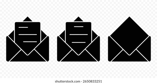 Conjunto de ícones de email, email e envelope. Ícone Correio. Assinatura de email. Conjunto de vetores de envelope. Enviar sinal de mensagem. Mensagem recebida. Ícone de email isolado. Abra o símbolo de envelope. Lançar conjunto de cartas eps 10