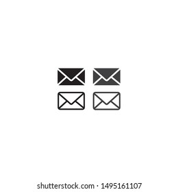 mail, email, envelope icons, black and outline designs, vector