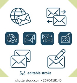 Correo - Correo electrónico - Iconos de sobres. Profesional, pixel iconos perfectos. Formato EPS 10.